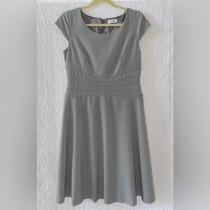 Calvin Klein A-Line Scoop Neck Cap Sleeve Midi Dress